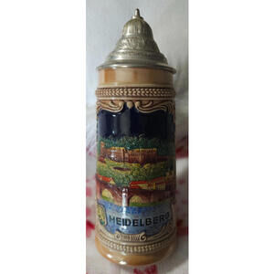 Vintage Gerz West Germany Beer Stein Mug Heidelberg Perkeo Fass 3D Embossed